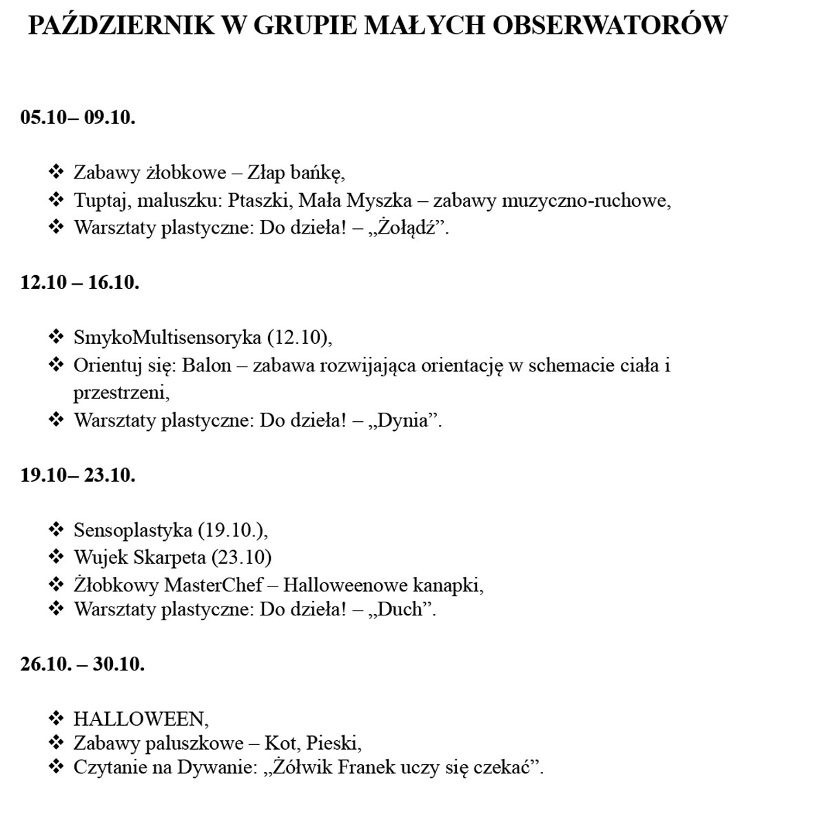 wrzesień 2026 r w grupie Małych Obserwatorów ein zlobek